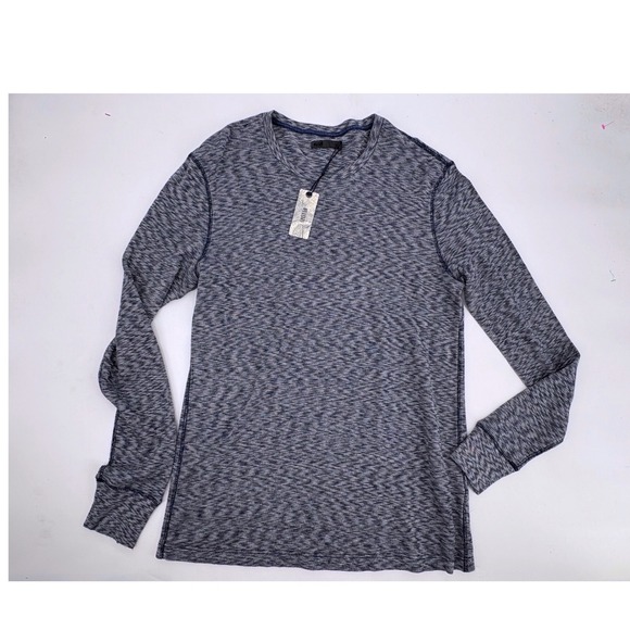 Onassis Other - Onassis Mens Ribbed Trek Crew Cotton Jacquard Long Sleeve Blue Shirt XL